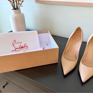 Christian Louboutin Kate Nude Leather Pump with Red Sole 85mm Size 39